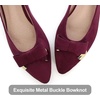 image:imageHee grand Womens Pointed Toe Ballet Flats with Bow Metal Buckle Comfortable SlipOn Dress Shoes for OfficeWine Red