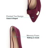 image:imageHee grand Womens Pointed Toe Ballet Flats with Bow Metal Buckle Comfortable SlipOn Dress Shoes for OfficeWine Red