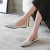image:imageHee grand Womens Slip On Pointed Toe Ballet Flats Rhinestone Sequins Fashion Flat Shoes for Work Wedding Dress Shoes4apricot