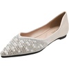 image:imageHee grand Womens Slip On Pointed Toe Ballet Flats Rhinestone Sequins Fashion Flat Shoes for Work Wedding Dress Shoes4apricot