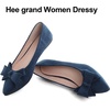 image:imageHee grand Womens Slip on Retro Plaid Bow Ballet Flats Pointed Toe Dress Shoes460blue