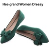 image:imageHee grand Womens Slip on Retro Plaid Bow Ballet Flats Pointed Toe Dress Shoes460green