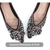 image:imageHee grand Womens Sparkling Rhinestone Pearl Wedding Party Dress Shoes Comfortable Pointed Toe Slip On Ballet Flats Glittery Crystal ShoesBlack