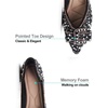 image:imageHee grand Womens Sparkling Rhinestone Pearl Wedding Party Dress Shoes Comfortable Pointed Toe Slip On Ballet Flats Glittery Crystal ShoesBlack
