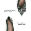 image:imageHee grand Womens Sparkling Rhinestone Pearl Wedding Party Dress Shoes Comfortable Pointed Toe Slip On Ballet Flats Glittery Crystal ShoesGreen