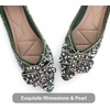 image:imageHee grand Womens Sparkling Rhinestone Pearl Wedding Party Dress Shoes Comfortable Pointed Toe Slip On Ballet Flats Glittery Crystal ShoesGreen