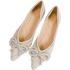 image:imageHee grand Flats for Women Pointed Toe Bowknot Crystals Shoes Glittering Rhinestone Wedding Dress Shoes434apricot