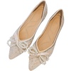 image:imageHee grand Flats for Women Pointed Toe Bowknot Crystals Shoes Glittering Rhinestone Wedding Dress Shoes435apricot
