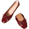 image:imageHee grand Foldable Flats for Women Classic Square Toe Ballet Shoes Cute BowKnot Patent Leather Dress Shoes Comfort Womens FlatsBurgundy