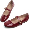 image:imageHee grand Women Mary Jane Shoes Glittery Dress Shoes Comfortable Square Toe Slip on Ballet Flats Lightweight Walking Shoes497red