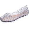 image:imageHee grand Women Summer Crystal Jelly Shoes Slip On Hollow Ballet Flats Soft Walking Shoes030black
