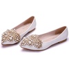 image:imageHee grand Womens Crystal White Wedding Shoes Rhinestone Beaded Pointed Toe Slip On Ballet Flats Shoes for Bride and Bridesmaid1white
