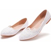 image:imageHee grand Womens Crystal White Wedding Shoes Rhinestone Beaded Pointed Toe Slip On Ballet Flats Shoes for Bride and Bridesmaid3white
