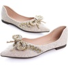 image:imageHee grand Womens Crystals Shoes Bowknot Pointed Toe Rhinestones Wedding Dress Shoes159apricot