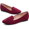image:imageHee grand Womens Faux Suede Loafer Flats Comfortable Round Toe SlipOn Ballet Flat Shoes Office Casual ShoesWine Red