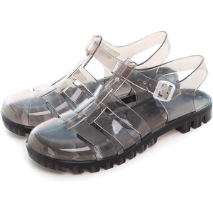 image:imageHee grand Crystal Jelly Heel Sandals for Women Summer Beach Jelly Shoes  Casual SandalsJelly Clear Black