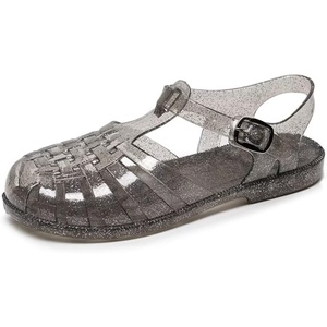 image:imageHee grand Crystal Jelly Heel Sandals for Women Summer Beach Jelly Shoes056black