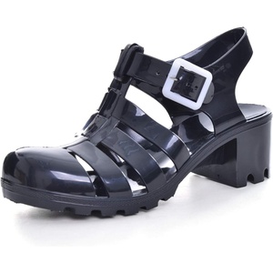 image:imageHee grand Crystal Jelly Heel Sandals for Women Summer Beach Jelly ShoesHeelblack