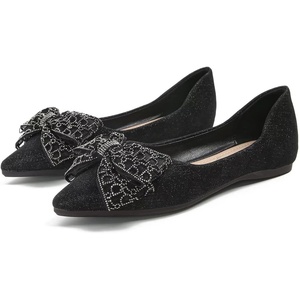 image:imageHee grand Flat Shoes for Women Elegant BowKnot Pointed Toe Ballet Flats Comfortable Office Work Shoes Dress ShoesCblack