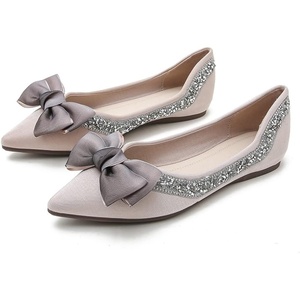 image:imageHee grand Flats for Women Pointed Toe Bowknot Crystals Shoes Glittering Rhinestone Wedding Dress Shoes193apricot