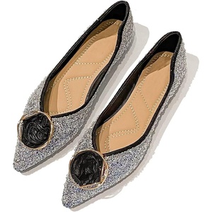 image:imageHee grand Flats for Women Pointed Toe Bowknot Crystals Shoes Glittering Rhinestone Wedding Dress Shoes436black