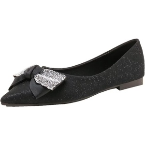 image:imageHee grand Glitter Rhinestone Bowknot Pointed Toe Ballet Flats for Women Sparkling Crystals Fashion Wedding Dress Shoes Comfort SlipOn Work FlatsBblack