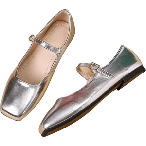 image:imageHee grand Leather Mary Jane Shoes for Women Dressy Square Toe Ballet Flats with Strap Comfortable Walking Shoes Soft Leather Dress Shoes462silver