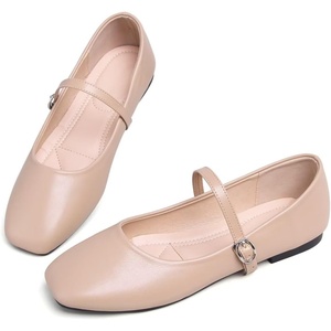 image:imageHee grand Leather Mary Jane Shoes for Women Dressy Square Toe Ballet Flats with Strap Comfortable Walking Shoes Soft Leather Dress Shoes484apricot