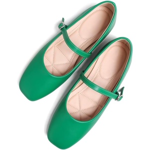 image:imageHee grand Leather Mary Jane Shoes for Women Dressy Square Toe Ballet Flats with Strap Comfortable Walking Shoes Soft Leather Dress Shoes484green