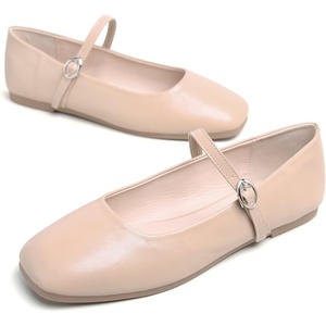 image:imageHee grand Leather Mary Jane Shoes for Women Dressy Square Toe Ballet Flats with Strap Comfortable Walking Shoes Soft Leather Dress Shoes757khaki