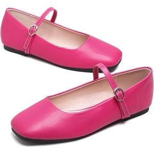 image:imageHee grand Leather Mary Jane Shoes for Women Dressy Square Toe Ballet Flats with Strap Comfortable Walking Shoes Soft Leather Dress Shoes757rose Red