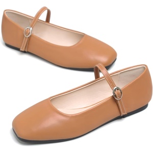 image:imageHee grand Leather Mary Jane Shoes for Women Dressy Square Toe Ballet Flats with Strap Comfortable Walking Shoes Soft Leather Dress Shoes757yellow Brown
