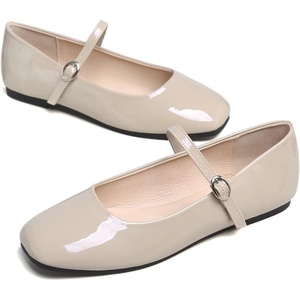 image:imageHee grand Leather Mary Jane Shoes for Women Dressy Square Toe Ballet Flats with Strap Comfortable Walking Shoes Soft Leather Dress Shoes758apricot