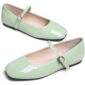 image:imageHee grand Leather Mary Jane Shoes for Women Dressy Square Toe Ballet Flats with Strap Comfortable Walking Shoes Soft Leather Dress Shoes758baby Green
