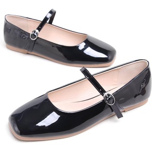 image:imageHee grand Leather Mary Jane Shoes for Women Dressy Square Toe Ballet Flats with Strap Comfortable Walking Shoes Soft Leather Dress Shoes758black