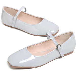 image:imageHee grand Leather Mary Jane Shoes for Women Dressy Square Toe Ballet Flats with Strap Comfortable Walking Shoes Soft Leather Dress Shoes758grey