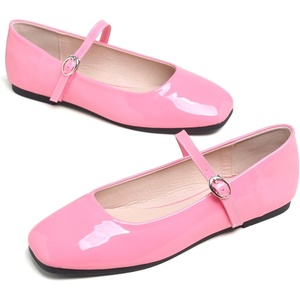 image:imageHee grand Leather Mary Jane Shoes for Women Dressy Square Toe Ballet Flats with Strap Comfortable Walking Shoes Soft Leather Dress Shoes758peach Red