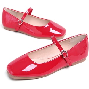image:imageHee grand Leather Mary Jane Shoes for Women Dressy Square Toe Ballet Flats with Strap Comfortable Walking Shoes Soft Leather Dress Shoes758red