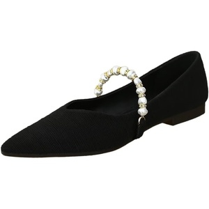 image:imageHee grand Pointed Toe Shallow Flats for Women Elegant Pearl Rhinestone Dressy Shoes Lightweight Faux Suede Ballet Shoes259black