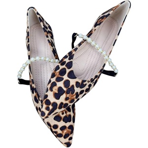 image:imageHee grand Pointed Toe Shallow Flats for Women Elegant Pearl Rhinestone Dressy Shoes Lightweight Faux Suede Ballet ShoesLeopard Yellow