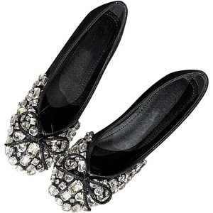 image:imageHee grand Rhinestone Flats for Women Cute Bowknot Round Toe Slip On Ballet Flats Comfortable Low Heel Dress ShoesBlack