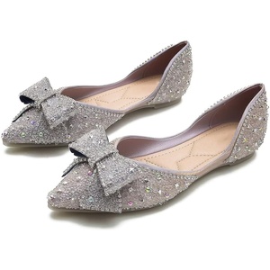 image:imageHee grand Sparkling Crystal Bowknot Ballet Flats for Women Pointed Toe Rhinestone Fashion Wedding Dress Shoes Comfort Slip on Work Shoes1purple