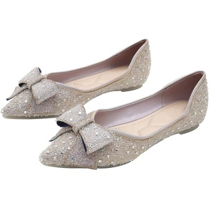image:imageHee grand Sparkling Crystal Bowknot Ballet Flats for Women Pointed Toe Rhinestone Fashion Wedding Dress Shoes Comfort Slip on Work Shoes3purple