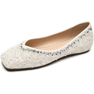 image:imageHee grand Sparkling Rhinestone Bowknot Pointy Toe Wedding Party Dress Shoes Comfortable Low Heel Crystal Shoes Fashion Women Ballerina FlatsSquare Toe567