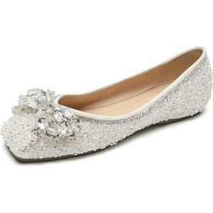 image:imageHee grand Sparkling Rhinestone Bowknot Pointy Toe Wedding Party Dress Shoes Comfortable Low Heel Crystal Shoes Fashion Women Ballerina FlatsSquare Toe565