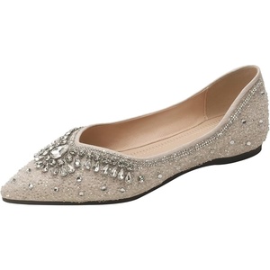 image:imageHee grand Sparkling Rhinestone Pointy Toe Exquisite Crystals Dress Shoes for Wedding Party Comfort Slip On Ballet Flats Fashion Women FlatsApricot