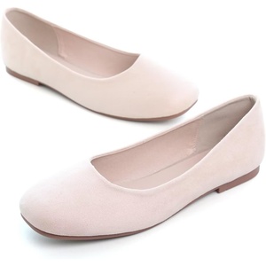 image:imageHee grand Square Toe Ballet Flats for Women Rhinestones Chains Black Suede Dress Shoes Comfort SlipOn LoafersBapricot
