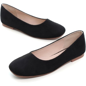 image:imageHee grand Square Toe Ballet Flats for Women Rhinestones Chains Black Suede Dress Shoes Comfort SlipOn LoafersBblack