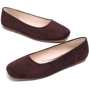 image:imageHee grand Square Toe Ballet Flats for Women Rhinestones Chains Black Suede Dress Shoes Comfort SlipOn LoafersBdark Brown
