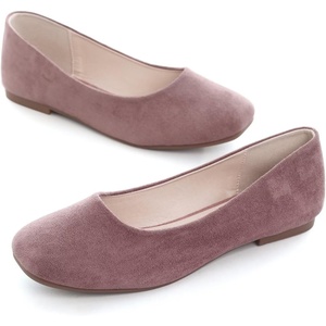 image:imageHee grand Square Toe Ballet Flats for Women Rhinestones Chains Black Suede Dress Shoes Comfort SlipOn LoafersBdark Pink